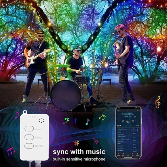 Fairy String Lights, Color Changing LED Lights, USB Twinkle Lights with Music - Picture 1 of 8